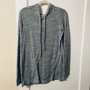 Ink Love and Peace cozy gray striped hoodie maternity nursing size M made in USA